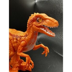 Zuru Robo Alive Dino Wars Attacking Velociraptor Orange Walks Lights Up Chomps